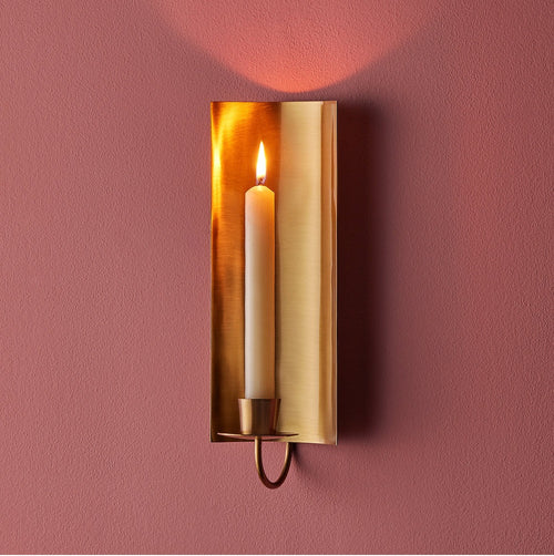 "pitti wall mounted candle holder in antiqued brass"